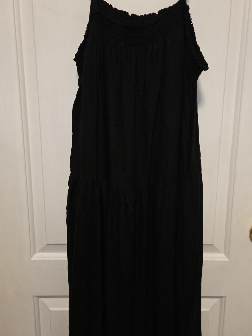 Old Navy Black Sleeveless Maxi Dress with Smocked Yoke
